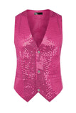 Sparkly Black Single Breasted V-Neck Men's Suit Vest with Sequins