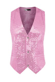 Sparkly Black Single Breasted V-Neck Men's Suit Vest with Sequins