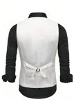 Black V-Neck Single Breasted Sequins Men's Suit Vest