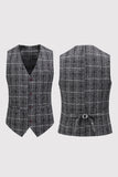 Black Plaid Notched Lapel One Button 3-Piece Men's Formal Suits