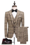 Black Plaid Notched Lapel One Button 3-Piece Men's Formal Suits