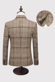 Black Plaid Notched Lapel One Button 3-Piece Men's Formal Suits
