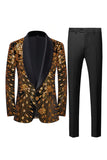 Gold Sequin One Button Shawl Lapel 2-piece Men's Prom Suits