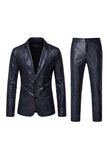 Black Metallic Grid Single Breasted Notched Lapel 2-Piece Men's Prom Suits