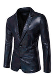 Black Metallic Grid Single Breasted Notched Lapel 2-Piece Men's Prom Suits
