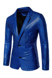 Black Metallic Grid Single Breasted Notched Lapel 2-Piece Men's Prom Suits