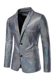 Black Metallic Grid Single Breasted Notched Lapel 2-Piece Men's Prom Suits