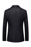 Black Jacquard Shawl Lapel Single Breasted Men's Blazer with Bowtie