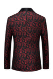 Black Jacquard Shawl Lapel Single Breasted Men's Blazer with Bowtie