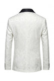 Black Jacquard Shawl Lapel Single Breasted Men's Blazer with Bowtie