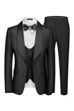 3 Piece Blue Shawl Lapel Jacquard Men's Prom Suits
