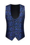 3 Piece Blue Shawl Lapel Jacquard Men's Prom Suits