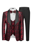 3 Piece Blue Shawl Lapel Jacquard Men's Prom Suits