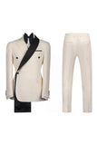 Black 2 Piece One Button Notched Lapel Men's Prom Suits