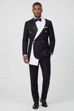 Black 2 Piece One Button Notched Lapel Men's Prom Suits