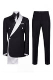 Black 2 Piece One Button Notched Lapel Men's Prom Suits