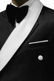 Black 2 Piece One Button Notched Lapel Men's Prom Suits