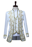 Baroque-Style Black Floral Embroidered Stand-Collar Men's 3-Piece Suit