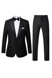 Black 2 Piece Peak Lapel Slim Fit Men's Suits