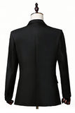 Black 2 Piece Peak Lapel Slim Fit Men's Suits