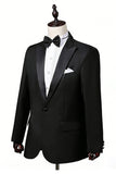 Black 2 Piece Peak Lapel Slim Fit Men's Suits