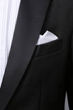 Black 2 Piece Peak Lapel Slim Fit Men's Suits