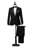 Black 2 Piece Peak Lapel Slim Fit Men's Suits