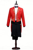 2 Piece Black One Button Peak Lapel Men's Suits with Embroidery