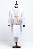 2 Piece Black One Button Peak Lapel Men's Suits with Embroidery