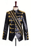 Sparkly Black Single Breasted Shawl Men's Prom Suits with Sequins