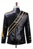 Sparkly Black Single Breasted Shawl Men's Prom Suits with Sequins