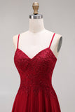 Velvet Burgundy A-Line Spaghetti Straps Long Mother of the Bride Dress