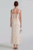 Lilac Sheath Sheer Corset Square Neck Midi Floral Dress with Lace Up Back