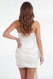 Strapless Bodycon White Graduation Dress with 3D Flowers