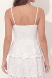 White Lace A Line Ruffled Spaghetti Straps Mini Graduation Dress