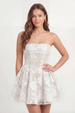 Strapless Appliqued Corset A Line Little White Dress