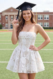 Strapless Appliqued Corset A Line Little White Dress