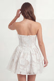 Strapless Appliqued Corset A Line Little White Dress
