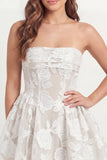 Strapless Appliqued Corset A Line Little White Dress