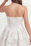 Strapless Appliqued Corset A Line Little White Dress