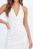 Simple Halter Bodycon Little White Dress