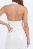 Simple Halter Bodycon Little White Dress