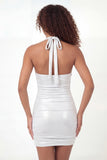Halter Halter Neck Ruched Bodycon Little White Dress