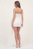 Strapless White Bodycon Corset Mini Dress with Bow