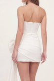 Strapless White Bodycon Corset Mini Dress with Bow