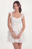 White Corset A Line Tiered Ruffle Short Graduation Dress
