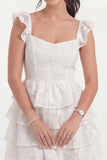 White Corset A Line Tiered Ruffle Short Graduation Dress
