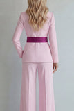 Light Blue Peak Lapel Single Breasted 2 Piece Wide Leg Work Suits