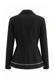 Black 2 Piece Notched Lapel Double Breasted Prom Suits with Ruffles