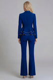 Black 2 Piece Notched Lapel Double Breasted Prom Suits with Ruffles